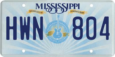 MS license plate HWN804