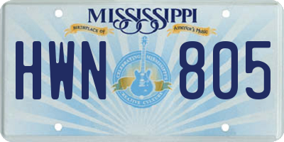 MS license plate HWN805