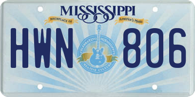 MS license plate HWN806