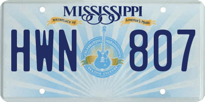 MS license plate HWN807