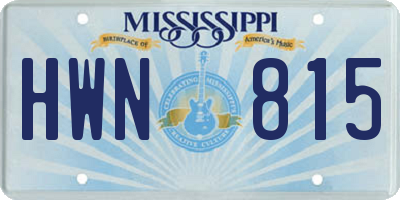 MS license plate HWN815