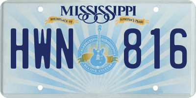 MS license plate HWN816