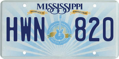 MS license plate HWN820