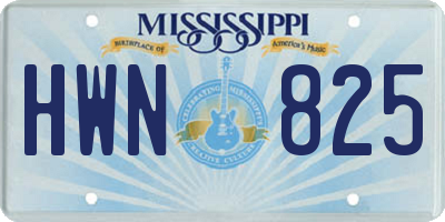 MS license plate HWN825