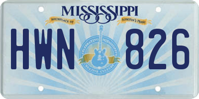 MS license plate HWN826