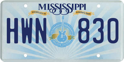 MS license plate HWN830