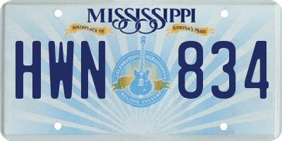 MS license plate HWN834