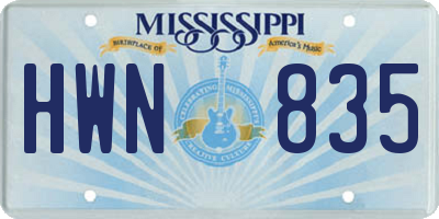 MS license plate HWN835