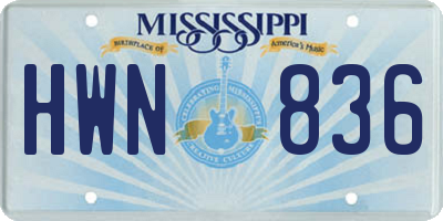 MS license plate HWN836