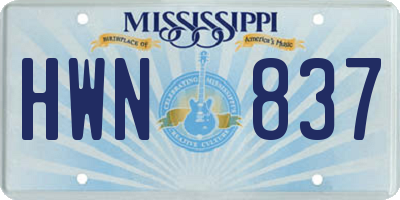 MS license plate HWN837