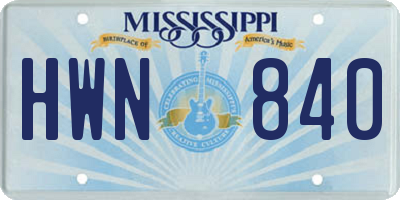 MS license plate HWN840