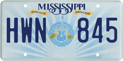 MS license plate HWN845