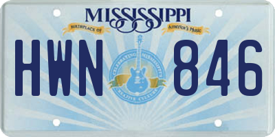 MS license plate HWN846