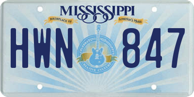 MS license plate HWN847