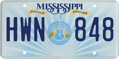 MS license plate HWN848