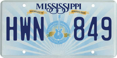 MS license plate HWN849