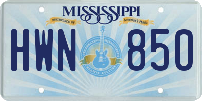 MS license plate HWN850