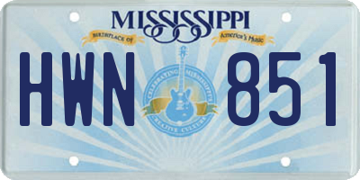 MS license plate HWN851