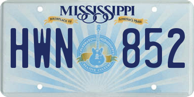 MS license plate HWN852