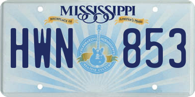 MS license plate HWN853
