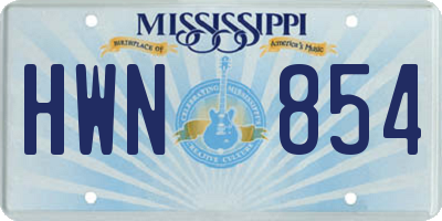 MS license plate HWN854