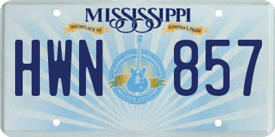MS license plate HWN857