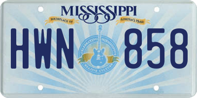 MS license plate HWN858