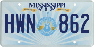 MS license plate HWN862