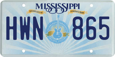 MS license plate HWN865