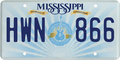 MS license plate HWN866