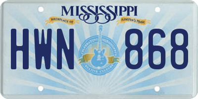 MS license plate HWN868