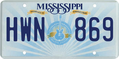 MS license plate HWN869