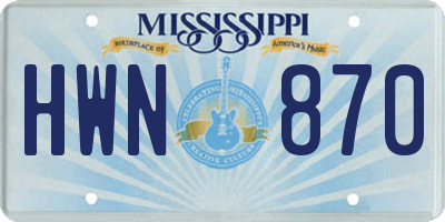 MS license plate HWN870