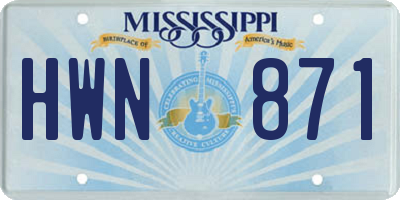 MS license plate HWN871