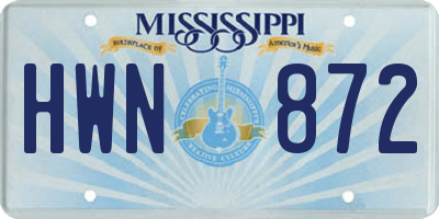 MS license plate HWN872