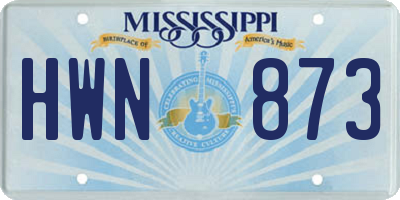 MS license plate HWN873