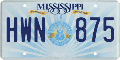 MS license plate HWN875