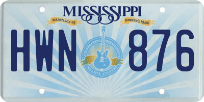 MS license plate HWN876