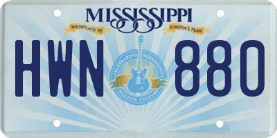 MS license plate HWN880