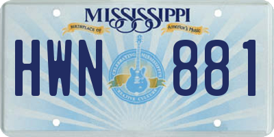 MS license plate HWN881