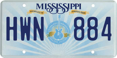 MS license plate HWN884
