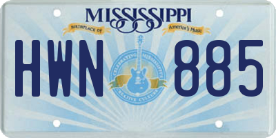 MS license plate HWN885