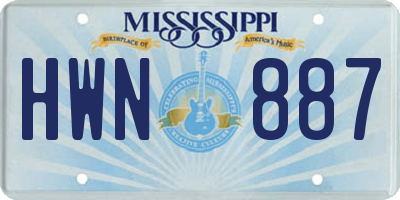 MS license plate HWN887