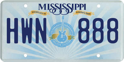 MS license plate HWN888