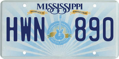 MS license plate HWN890