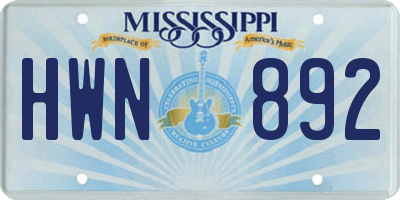 MS license plate HWN892