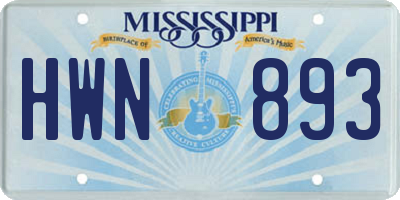 MS license plate HWN893