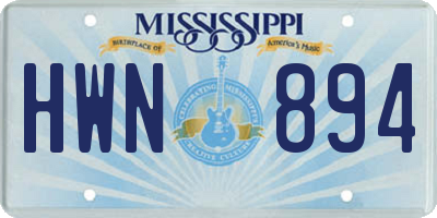 MS license plate HWN894