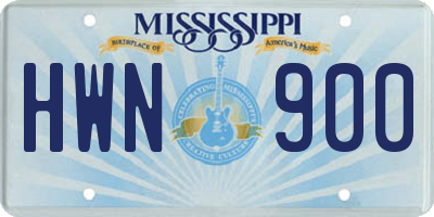 MS license plate HWN900