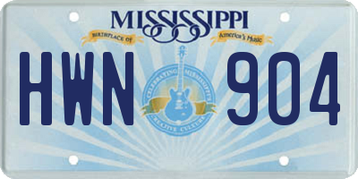 MS license plate HWN904